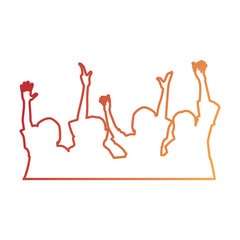 people with hands up silhouette