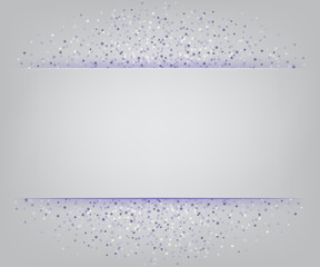 Vector frame with glitter on gray background. Winter holiday background. 