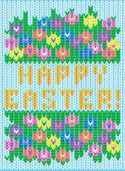 Happy Easter knitted floral background. vector illustration