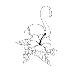 exotic bird flamingo with flowers