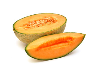 Cantaloupe melon on white