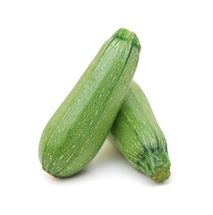 two fresh zucchini's on a white background