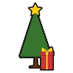 christmas tree with gifts vector illustration design