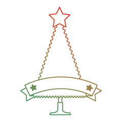 christmas tree with ribbon frame vector illustration design