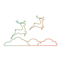 group of reindeer jumping scene vector illustration design
