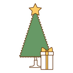christmas tree with gifts vector illustration design