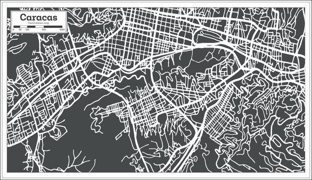 Caracas Venezuela City Map In Retro Style.