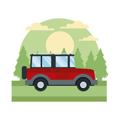 Obraz premium Off road sport truck In the forest icon vector illustration