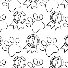 pet dog head and bone toy food pattern vector illustration