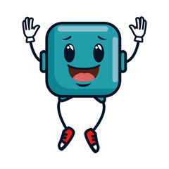 happy emoji square character vector illustration design