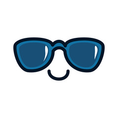 happy emoji with sunglasses kawaii character vector illustration design