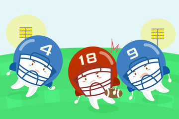cartoon tooth american football players