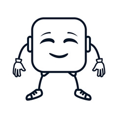happy emoji square character vector illustration design