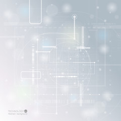 Abstract technology background with various technological elements. Vector illustration.