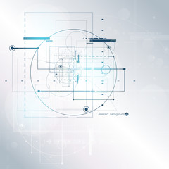 Abstract technology background with various technological elements. Vector illustration.