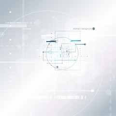 Abstract technology background with various technological elements. Vector illustration.