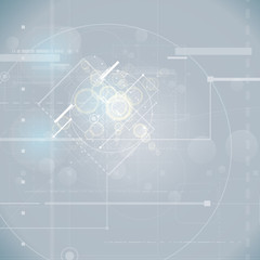 Abstract technology background with various technological elements. Vector illustration.