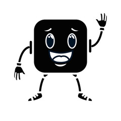 happy emoji square character vector illustration design