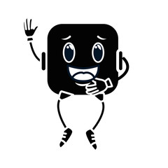 happy emoji square character vector illustration design