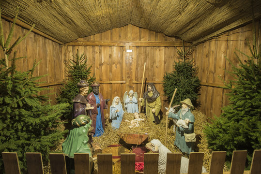Nativity scene at Christmas Market Poznan 2017