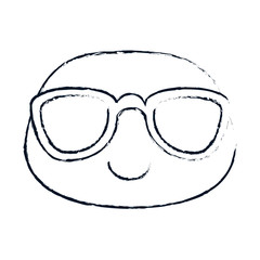 happy emoji with sunglasses kawaii character vector illustration design