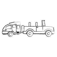 Off road sport truck with caravan trailer icon vector illustration