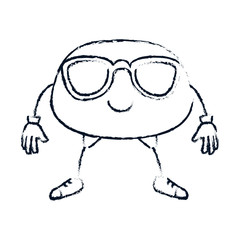 happy emoji with sunglasses kawaii character vector illustration design