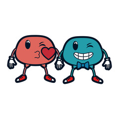 couple face emoji characters vector illustration design