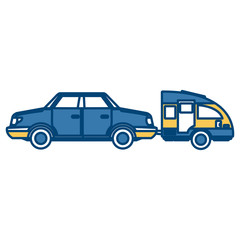 Car sideview vehicle with caravan trailer icon vector illustration
