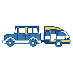 Off road sport truck with caravan trailer icon vector illustration