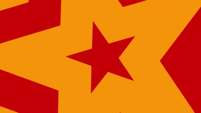 Gold and red stars grows with rotation. Seamless loop animation.