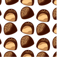 chocolate candy chips dessert seamless pattern vector illustration