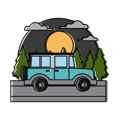 Obraz premium Off road sport truck In the forest icon vector illustration