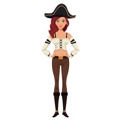 Beautiful woman pirate cartoon icon vector illustration graphic design