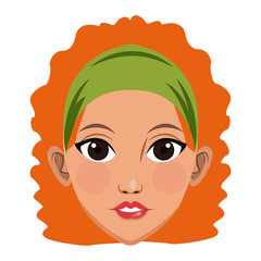 Beautiful woman face cartoon icon vector illustration graphic design