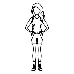 Fototapeta na wymiar Explorer woman with guns cartoon icon vector illustrationgraphic design
