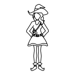 Fototapeta na wymiar Beautiful woman with witch costume cartoon icon vector illustrationgraphic design