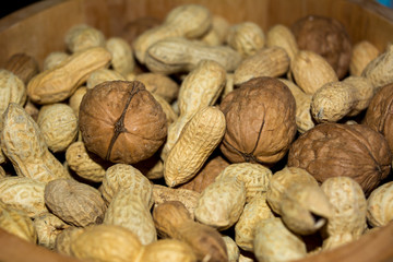 A Group Of Walnuts And Peanuts