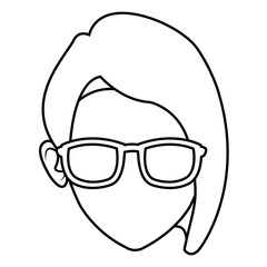 Woman face with sunglasses icon vector illustrationgraphic design
