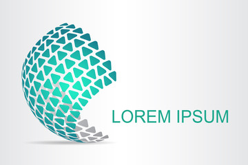 Logo stylized spherical surface with abstract shapes