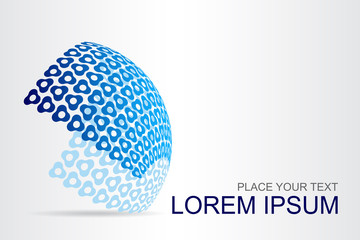 Logo stylized spherical surface with abstract shapes