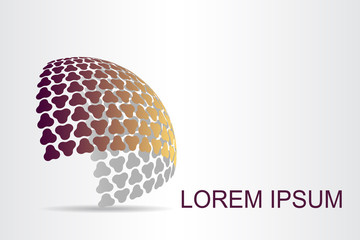 Logo stylized spherical surface with abstract shapes