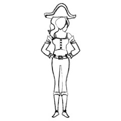Beautiful woman pirate cartoon icon vector illustrationgraphic design