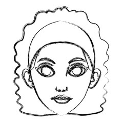 Beautiful woman face cartoon icon vector illustrationgraphic design
