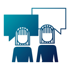 business people talking speech bubble portrait  vector illustration