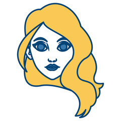 Beautiful woman face cartoon icon vector illustrationgraphic design