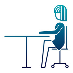 businesswoman sitting desk laptop working vector illustration