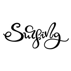 Lettering Surfing. Vector illustration.