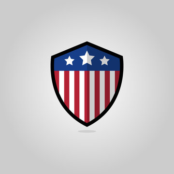 United States Flag Flat Vector Shield Badge