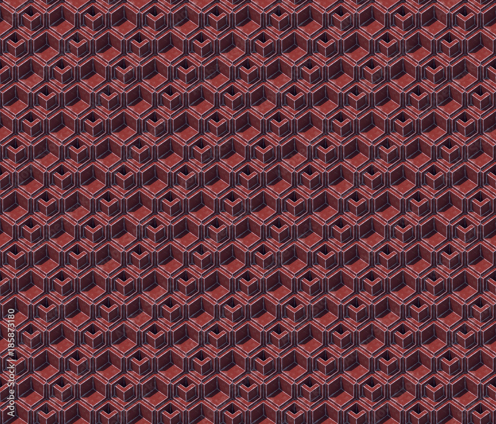 Poster Abstract colored cubes. Seamless pattern background. 3d rendering